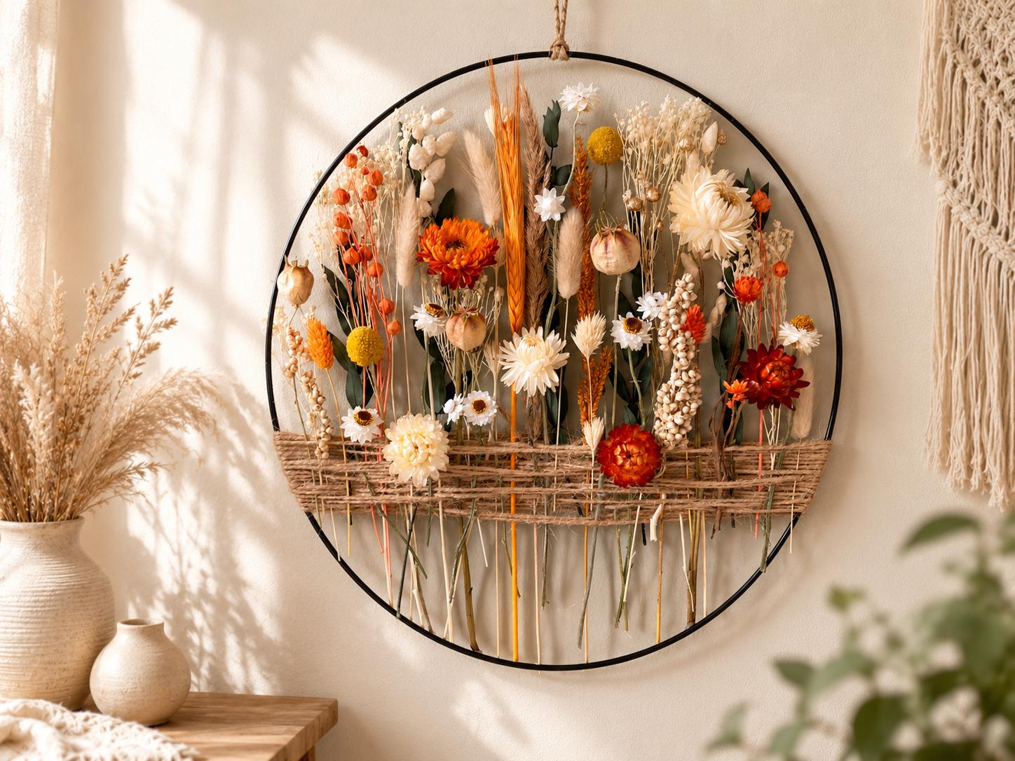Trockenblumen wanddeko