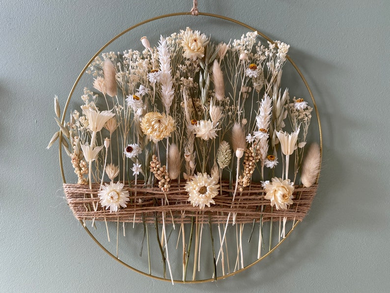 Couronne d'été bohème avec fleurs séchées et graminées Cadeau parfait pour une mère, une soeur ou une amie image 2