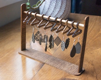 Wood Earring Display with Miniature Hangers