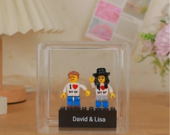 Custom Couple Minifig Personalized Minifig With Engraved Base and Display Box Gift For Lovers On Valentine's Day