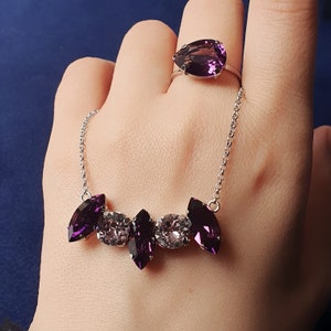 Italian Design | Certified | with Colorful Swarovski Crystals | 925 Sterling Silver Pendant, Earrings, Ring, Bracelet | Jewelry Sets