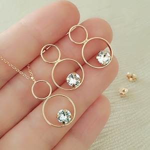 Italian Design | Certified | with Swarovski Crystals | 925 Sterling Silver | Circle Pendant, Earrings | Gold Plated | Jewelry Set