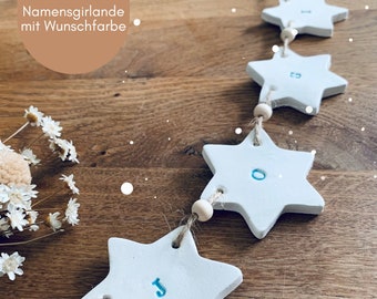 personalisierte Girlande mit Sternen, Wimpelkette mit Wunschname, Sternengirlande, Girlande Kinderzimmer, Kinderzimmer Dekoration