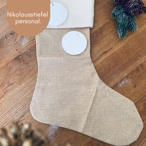 Personalized Santa boot, Santa stocking with name, Santa boot to fill, Santa stocking with personalized tag