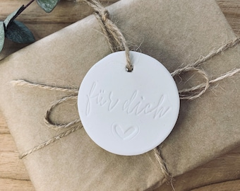 Gift tag made of white modeling clay | gift tags for you| Gift for birthday, baptism, wedding, baby