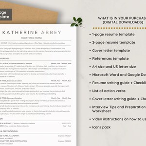Registered Nurse Resume Template, ATS-Friendly Resume Google Docs & Word | New Grad Nurse, Student/Travel Nurse, RN Resume + Cover Letter image 2