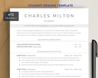 ATS Student Resume Template No Experience | Internship, Graduate, High School & College Student Resume (Google Docs and Word) + Cover Letter