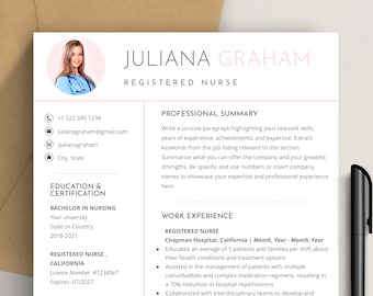 Registered Nurse Resume Template Google Docs & Word 2025 | RN, New Grad Nurse, Nursing Student, Travel Nurse Curriculum Vitae CV Template