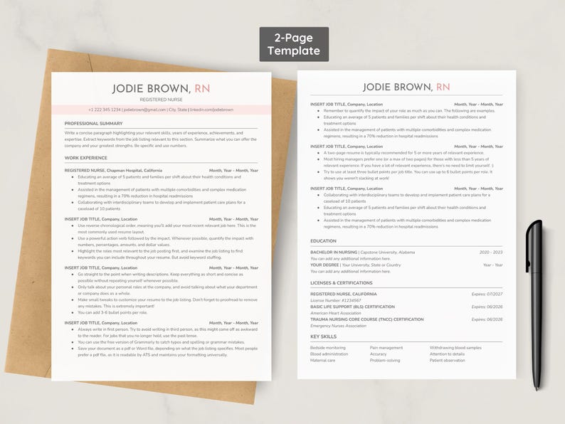 ATS Nurse Resume Template 2025 Google Docs & Word | New Grad Nurse, Registered Nurse (RN), Nursing Student, Travel Nurse Resume/CV template image 3