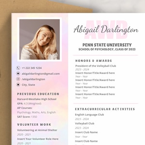 Sorority Resume Template with Photo Google Docs 2025, Sorority Rush Resume Digital Download, Pink Sorority Recruitment Packet/Social Resume