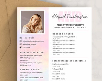 Sorority Resume Template with Photo Google Docs 2023, Sorority Rush Resume Digital Download, Pink Sorority Recruitment Packet/Social Resume