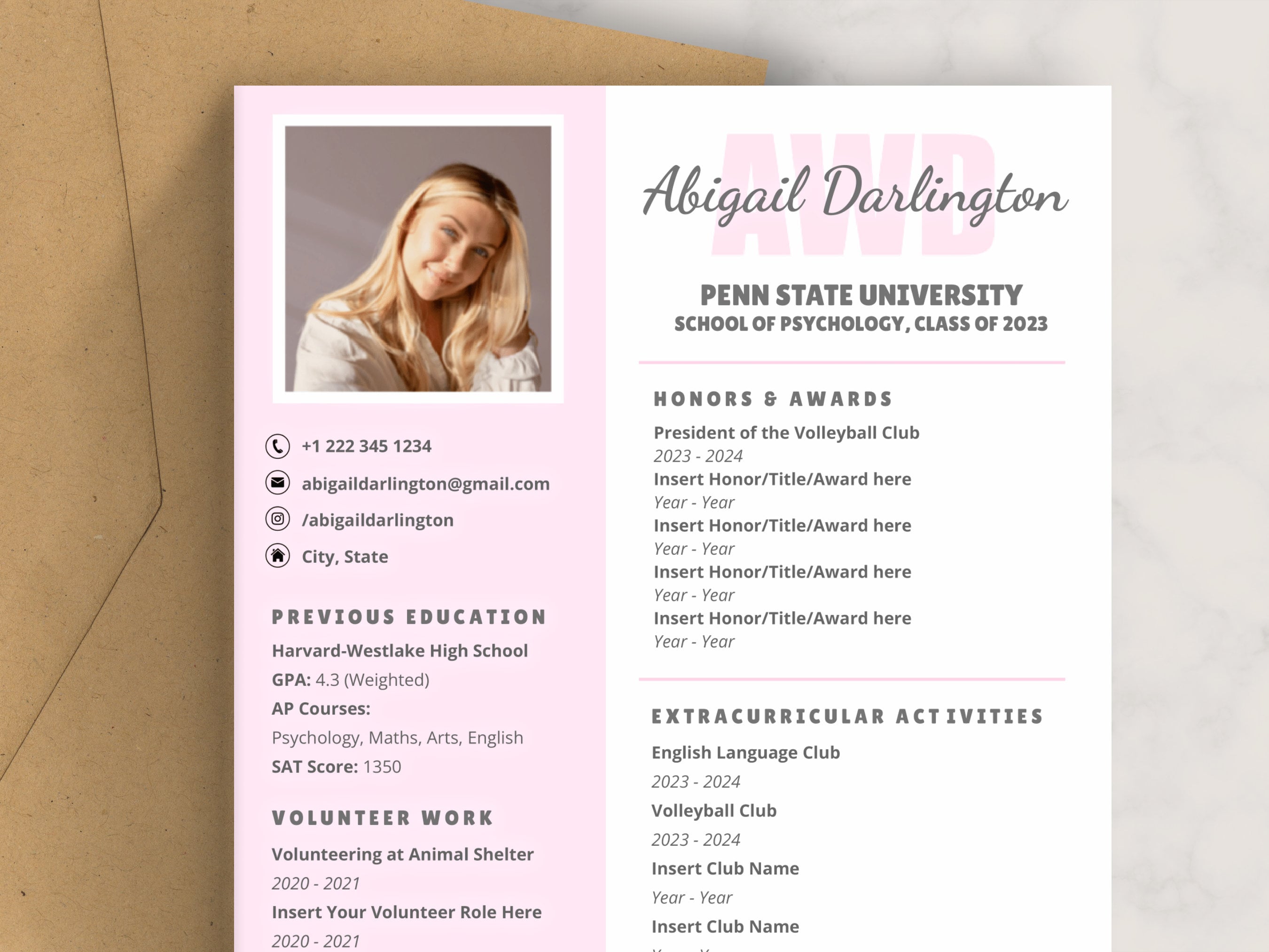 Sorority Resume Template With Photo for Google Docs 2023 Sorority Rush Sorority Resume Template With Photo for Google Docs 2023 Sorority Rush