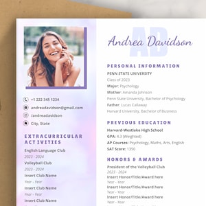 Sorority Resume Template with Photo Google Docs 2025 | Sorority Rush Resume Template Digital Download | Sorority Recruitment Packet