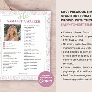 CV-mall för sorority i Canva | Redigerbart rosa CV för sociala medier med foto + personligt brev | Digital nedladdning av grekisk rekrytering/rushpaket bild 9