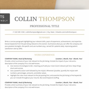 ATS Resume and Cover Letter Template for Word, Google Docs 2025 | ATS CV template | One, Two-Page Resume | Professional Executive Resume