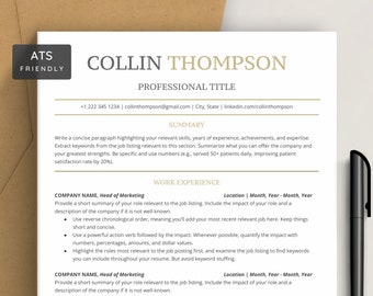 ATS Resume and Cover Letter Template for Word, Google Docs 2026 | ATS CV template | One, Two-Page Resume | Professional Executive Resume