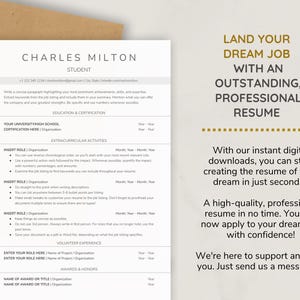 ATS Student Resume Template No Experience | Internship, Graduate, High School & College Student Resume (Google Docs and Word) + Cover Letter image 8