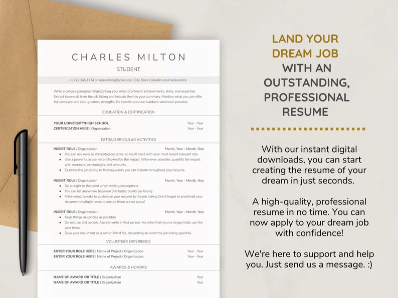 ATS Student Resume Template No Experience | Internship, Graduate, High School & College Student Resume (Google Docs and Word) + Cover Letter image 8