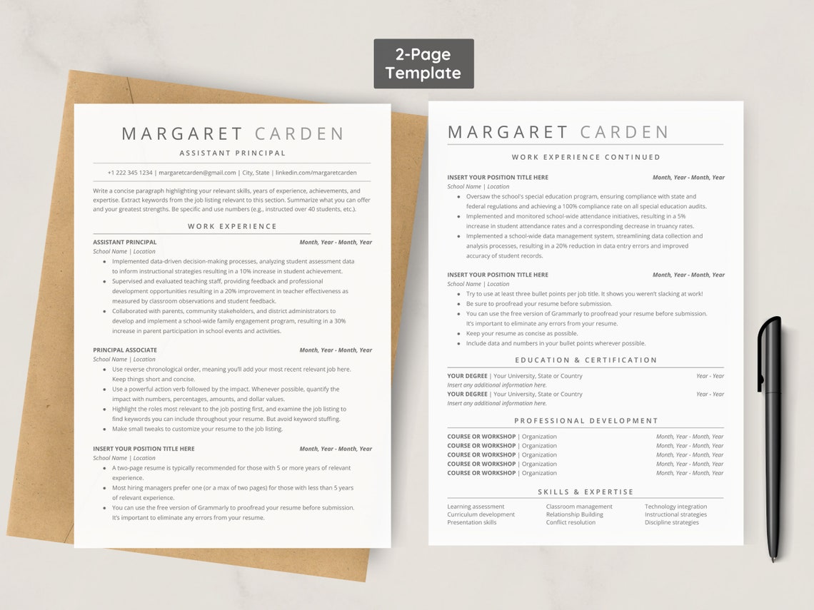 Assistant Principal Resume Template Ats friendly for Google Docs Assistant Principal Resume Template Ats friendly for Google Docs
