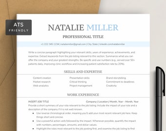 ATS-Friendly Resume Template for Word & Google Docs 2023 | ATS CV template | One/Two-Page Resume | Modern, Minimalist, Professional Resume