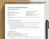 US Federal Resume Template 2025 Word & Google Docs, ATS-Friendly | Government Resume/Federal Resume for USAJOBS application + Cover Letter