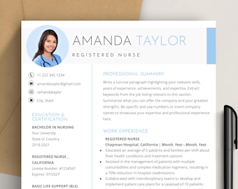 Registered Nurse Resume Template Google Docs, Word 2025 | Nursing, RN, New Graduate Nurse, Travel Nurse, Nurse Practitioner, Professional CV