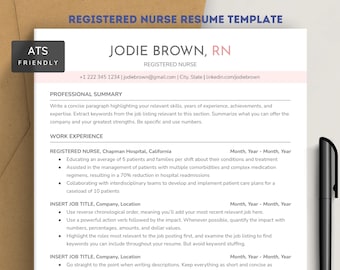 ATS Nurse Resume Template 2025 Google Docs & Word | New Grad Nurse, Registered Nurse (RN), Nursing Student, Travel Nurse Resume/CV template