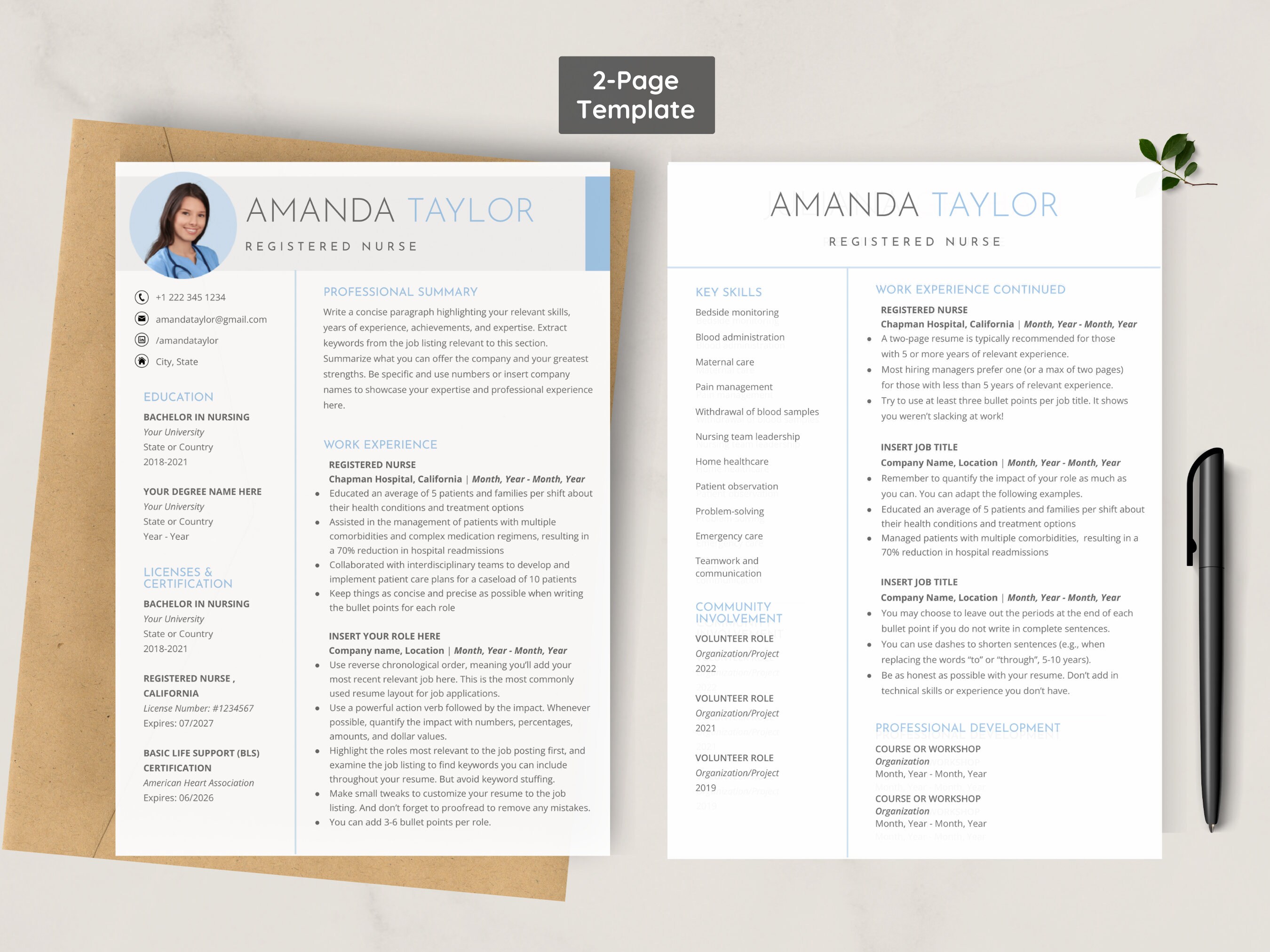 Registered Nurse Resume Template Google Docs, Word 2025 | Nursing, RN ...