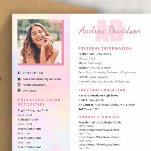 Sorority Recruitment Resume Template Etsy Sorority Recruitment Resume Template Etsy