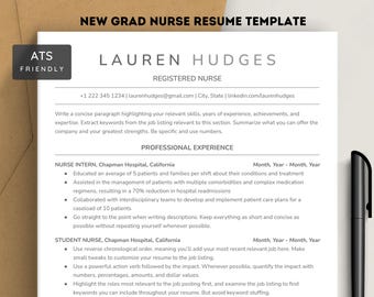 New Grad Nurse Resume Template, ATS-Friendly Google Docs & Word 2025 | Nursing Student, Student Nurse, Registered Nurse RN Resume Template