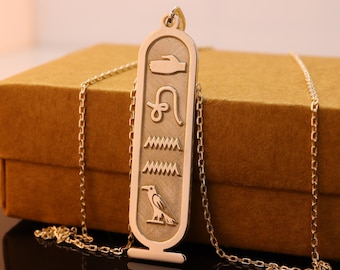 Ägyptische Hieroglyphen Kartusche Halskette, ägyptische Hieroglyphen anpassbare 925K Silber Halskette, Hieroglyphe Name Halskette Schmuck