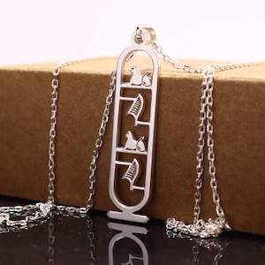 Egyptian Hieroglyphs Cartouche Necklace, Egyptian Hieroglyphs customizable 925K Silver necklace,Hieroglyph Name Necklace Jewelry