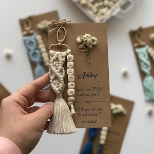 Custom Name Keychain | Bachelorette Party | Bridesmaid Gift Card | Tie The Knot Gifts | Wedding Keychains | Maid of Honor Gift