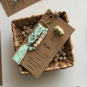 Bridesmaid Gift, Will you be my Bridesmaid,Bridal Party Gifts,Maid of Honor Gift,Macrame Keychain,Customize Bridesmaid Gift,Gift for wedding