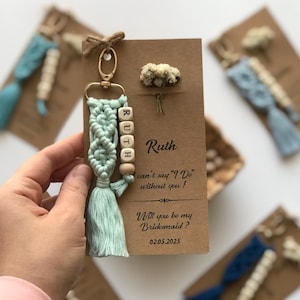 Personalized Bridesmaid Proposals, Keychain Macrame for Bridesmaids Gift box, Will You Be My Bridesmaid Proposal Gifts, Tie The Knot Gifts