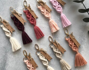Personalized Macrame Keychain Favors: Boho Wedding, Shower Gifts
