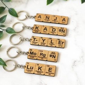 Custom Chemistry Name Keychain, Periodic Table Element Name Keychain ...