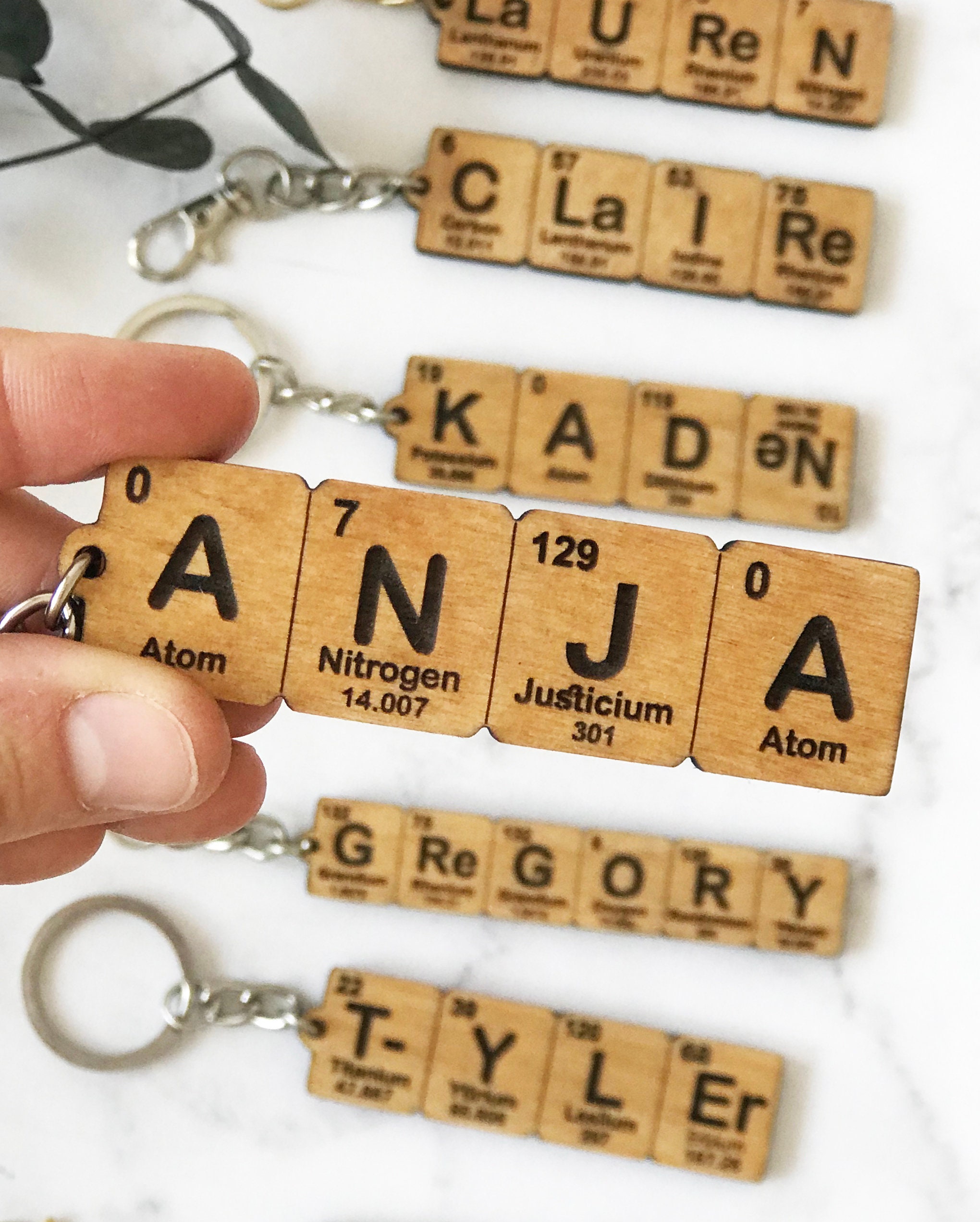 Custom Chemistry Name Keychain, Periodic Table Element Name Keychain ...