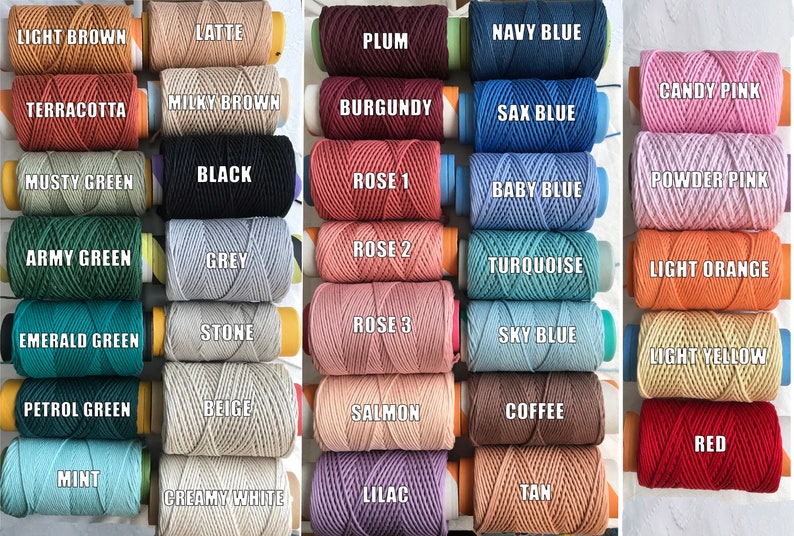 Macrame threads are produced from 100% natural cotton.