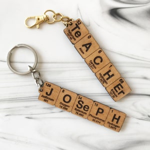 Custom Chemistry Name Keychain, Periodic Table Element Name Keychain ...
