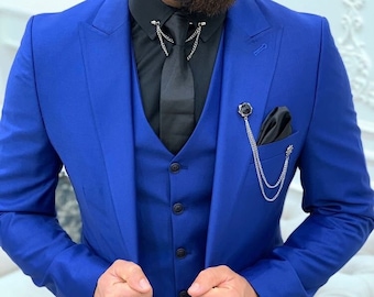 Men Royal blue three Piece Suit Grooms Wear Suits for men Wedding suits| Men casual Suit Men 3 Piece Suits new luxury bespoke grooms Suits.