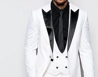 Men Wedding Suits Men White Suits Men Event 3 Piece Suits Men Clothing Men Grooms Suit Black Tuxedo Suits Party Wear Suit For Gift Him New