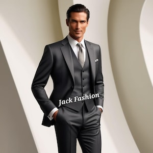 Men Dark Grey  Suit Men Clothing - Men Wedding Suit - Grooms bespoke Suits Party Wear Gift suits For Husband suits men 3 piece suits