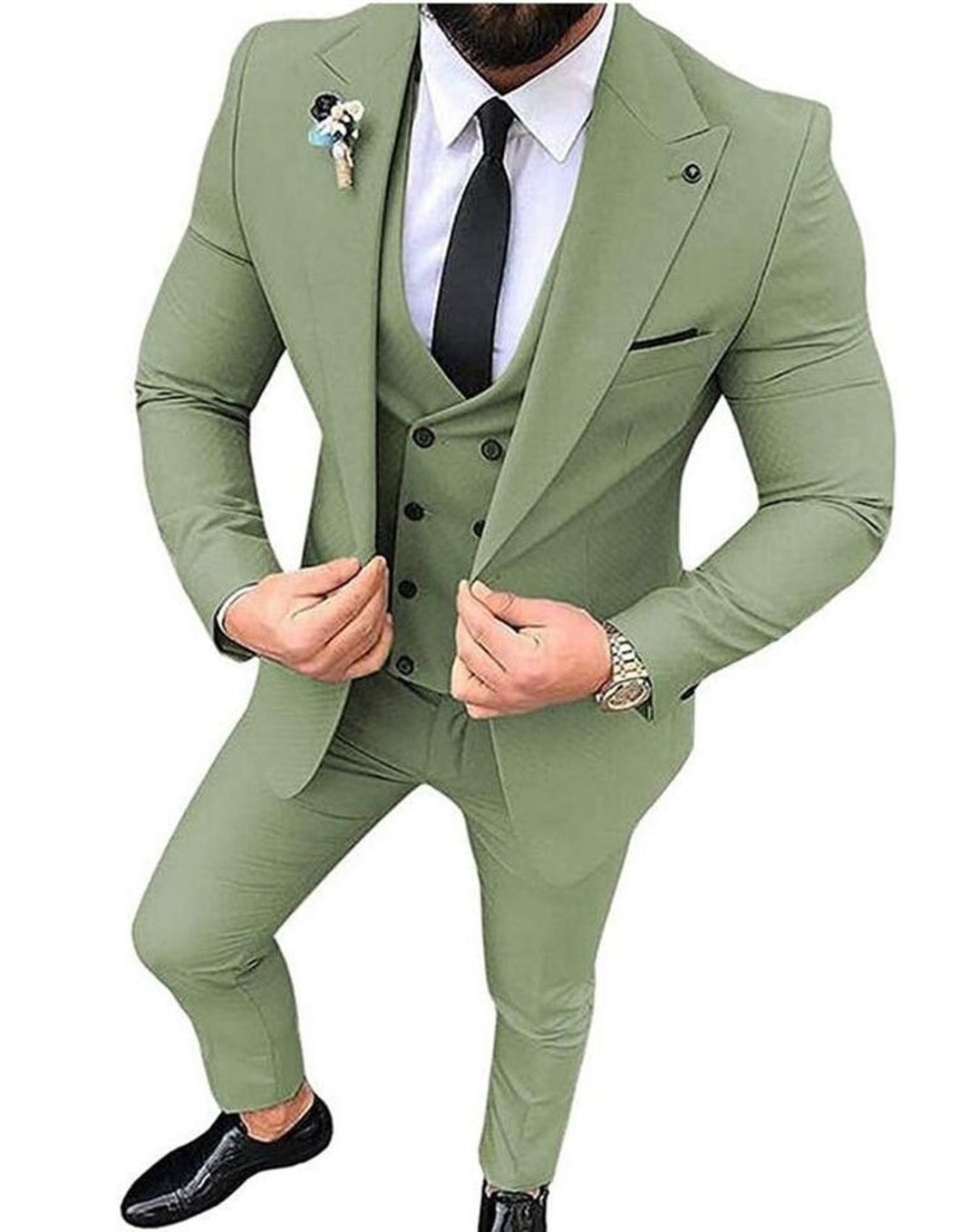 Men Sage Green 3 Piece Suit Men Clothing Men Grooms Bespoke Suits Party