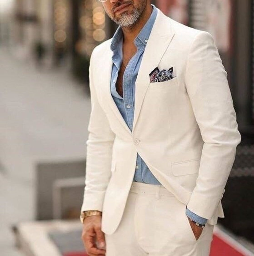 Pure Linen Sense Slim Fit Gentleman Suit High Craftsmanship
