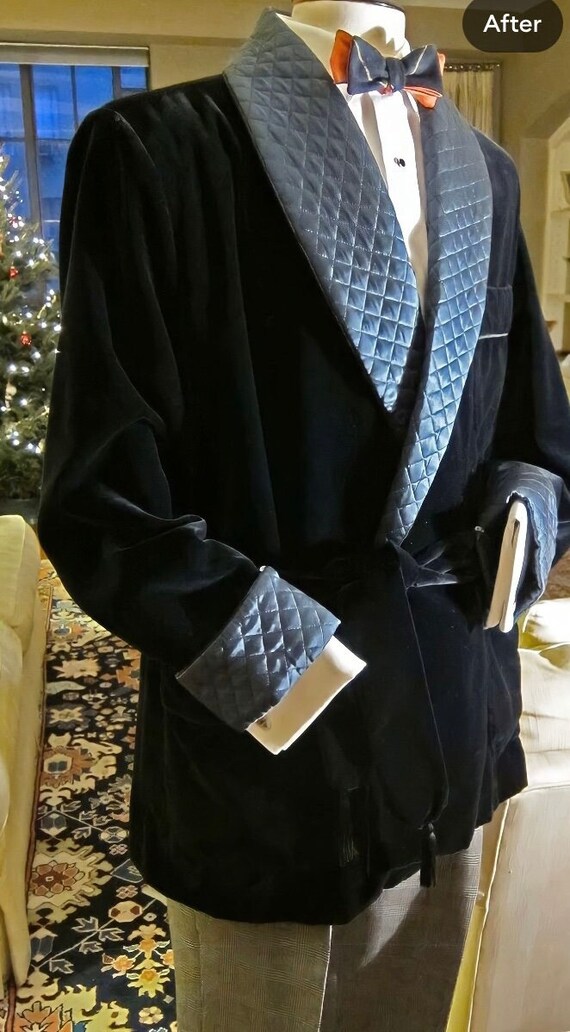 Buy Men Smoking Jacket Men Black Velvet Smoking Jacket Blue Satin
