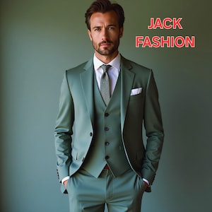 Men&#39;s Sage Green 3-Piece Suit: Wedding, Prom, Bespoke Groomswear
