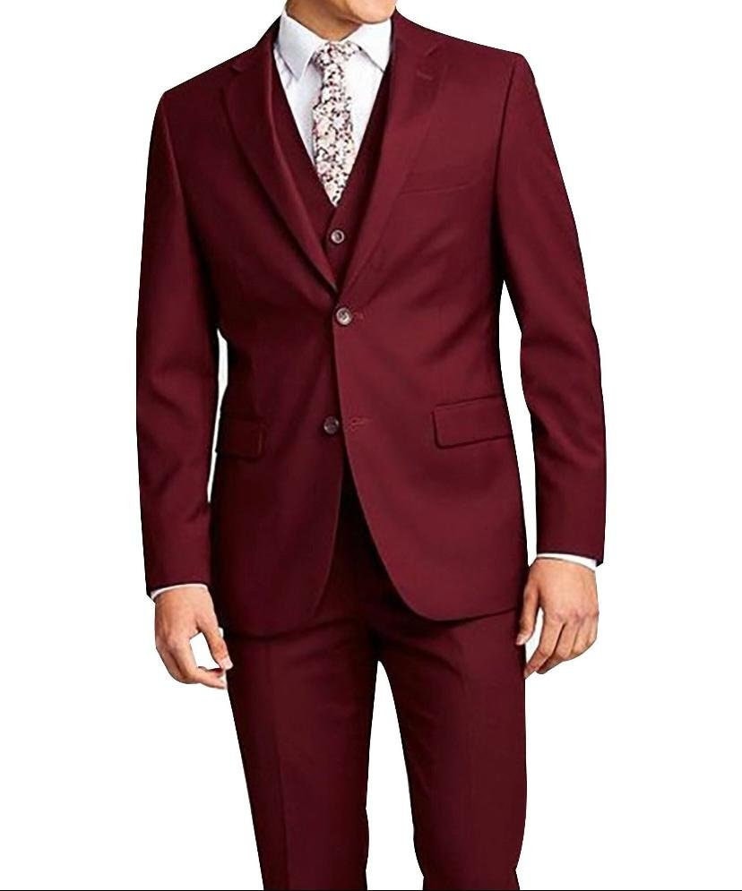Men 3 Piece Winter Suits | Burgundy Tweed Suit | Wadding Suit | Sainly–  SAINLY