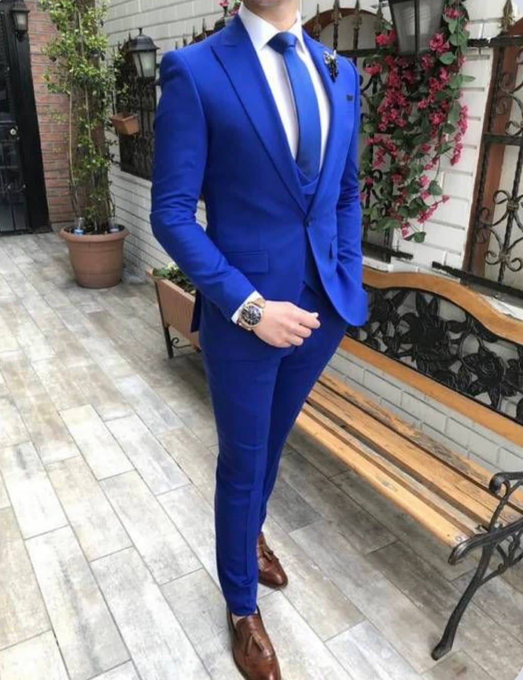 Men Royal Blue Suits Men Wedding Suit Men Royal Blue 3 Piece Suits Wedding  3 Piece Suit Men Clothing Men Grooms Suits for Gift Husband 