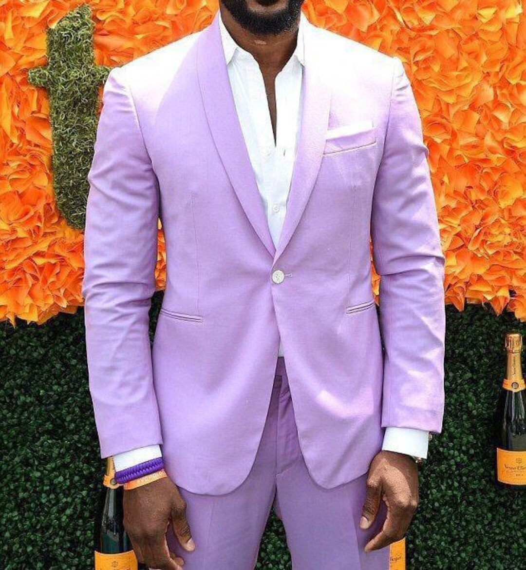 Light Purple Suits Grooms Wear Suits Men Clothing 2 Piece Suit Evening